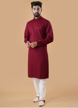 Wedding Wear Maroon Kurta Pajama