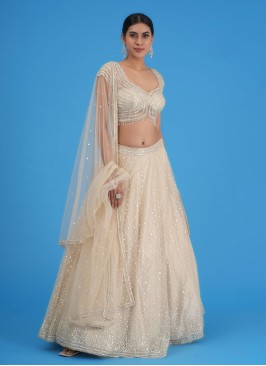 Gold Wedding Wear Sequins Embroidered Lehenga Choli