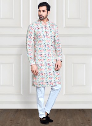 Wedding Wear Printed Cotton Silk Kurta Pajama