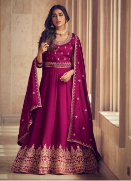 Wedding Wear Silk Magenta Anarkali Suit