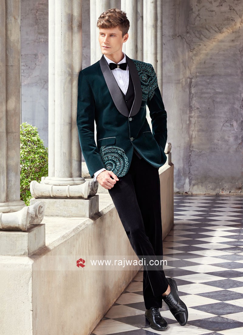 wedding wear suit in rama green color 51843