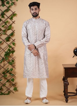 Yellow Cotton Printed Kurta Pajama Set