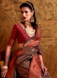 Gorgeous Brown Woven Handloom Silk Wedding Saree