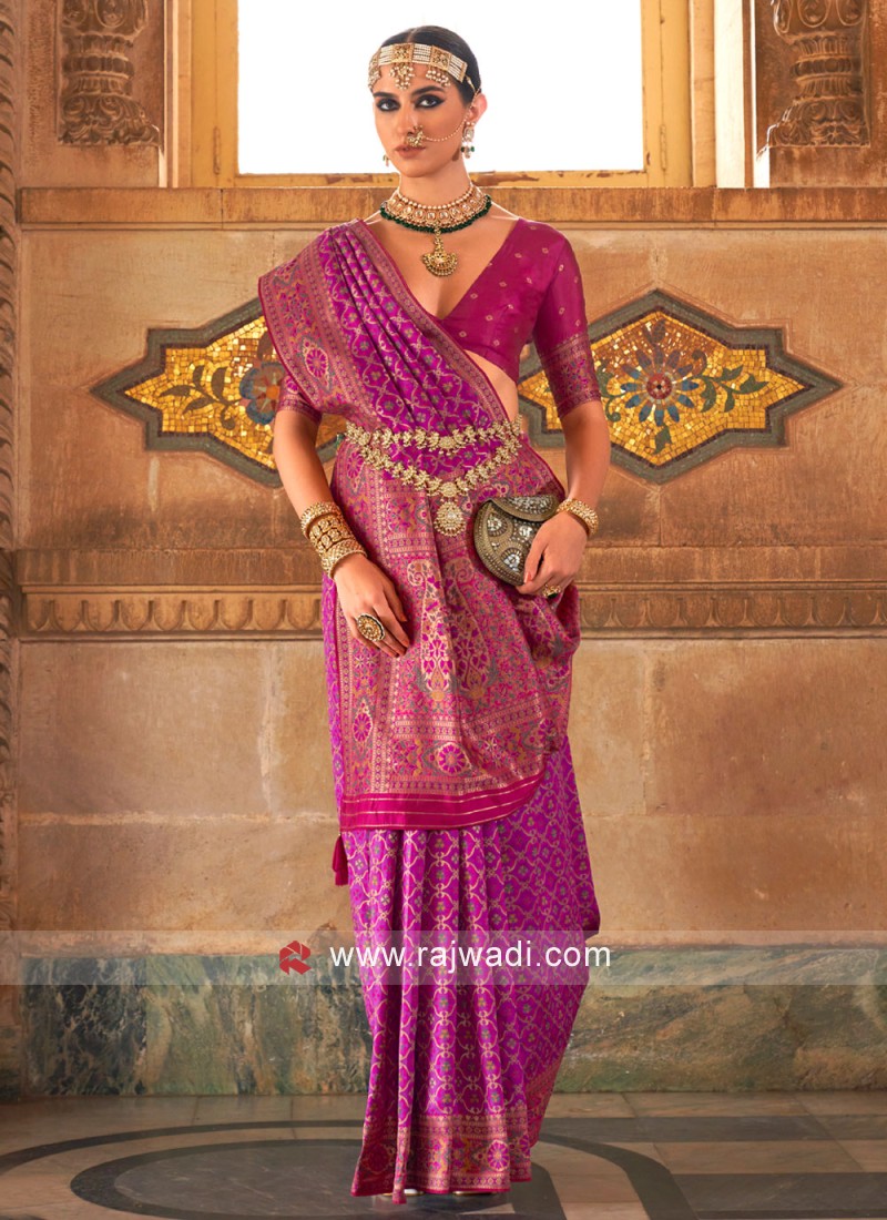 Purple colour bridal on sale saree