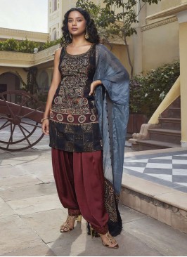 Afgani Style Gajji Silk Salwar Kameez Suit