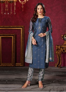 Grey Color Pant Style Salwar Suit