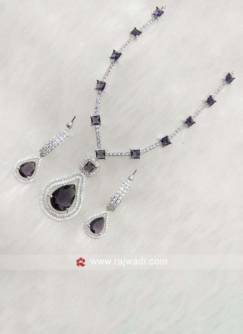 American Diamond Necklace Set With Stone