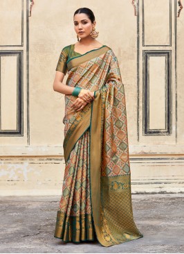 Elegant Multi Color Weaving Silk Saree