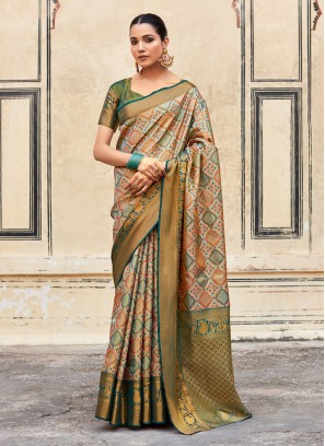 Elegant Multi Color Weaving Silk Saree