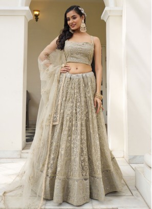 Ivory Sequins Embroidered Butterfly Net Lehenga Choli
