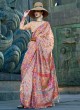 Light Peach Woven Classic Saree In Pashmina Silk