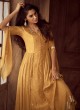 Mustard Yellow Gown In Georgette With Embroidery