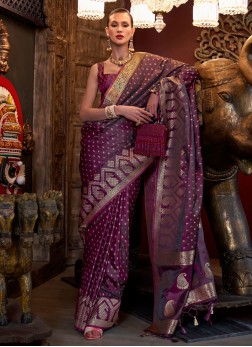 Designer Purple Weaving Embellished Saree