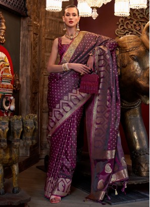 Designer Purple Weaving Embellished Saree