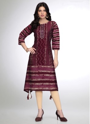 Batik Printed Purple Kurti For Women