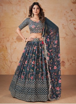 Beautiful Dark Grey Lehenga Choli In Georgette