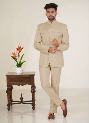 Beige Color Festive Jodhpuri Suit