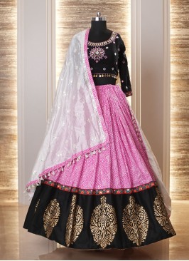 Black and Pink Navratri Special Cotton Chaniya Cho