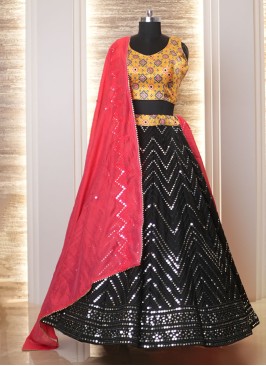 Black and Yellow Cotton Chaniya Choli