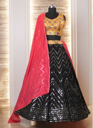 Black and Yellow Cotton Chaniya Choli