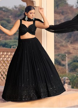 Black Chiffon Sequins Embellished Lehenga Choli