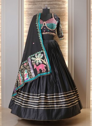 Black Embroidered Designer Navratri Lehenga Choli