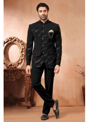 Black Embroidered Jodhpuri Suit