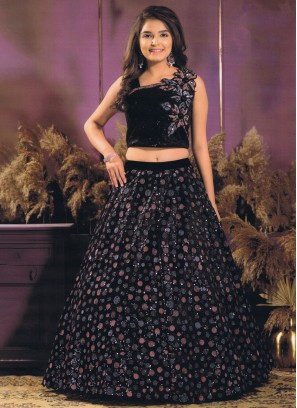 Black Net Wedding Lehenga Choli With Sequins Work