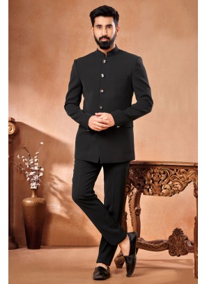 Black Terry Rayon Jhodpuri For Wedding