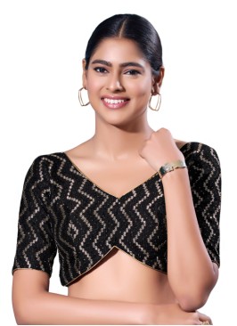 Black Thread Embroidered Readymade Blouse