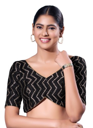 Black Thread Embroidered Readymade Blouse