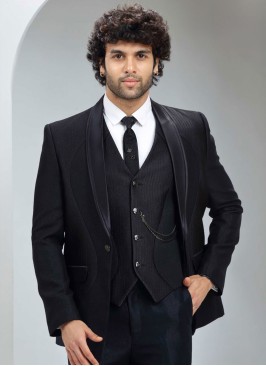 Black Tuxedo Suit In Imported Fabric