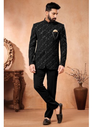 Smartfashions New Stylish Designer Partywear Wedding Black Bandhgala  Jodhpuri Suit for Men. - Etsy