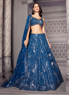 Enchanting Blue Sequins Embroidered Lehenga Choli