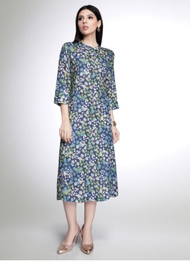 Blue Readymade Fancy Printed Kurti