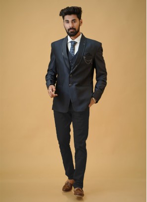 Blue Tuxedo Suit In Imported Fabric