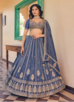 Breathtaking Blue Color Embroidered Lehenga Choli