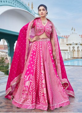 Breathtaking Rani Color Zari Embellished Lehenga C