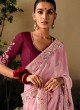 Traditional Pink Embroidered Art Silk Saree