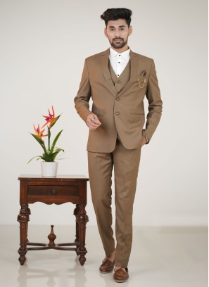 Brown Tuxedo Suit In Imported Fabric
