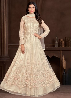 Butterfly Net Thread Embroidered Anarkali With Dupatta
