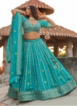 Chiffon Sea Green Designer Lehenga Choli