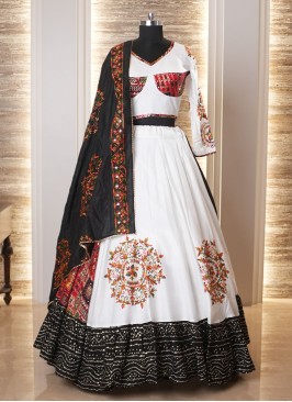 Classic Black and White Cotton Chaniya Choli