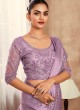 Lilac Sequins Embellished Satin Silk Saree