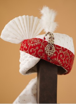 Classy White And Red Handmade Safa