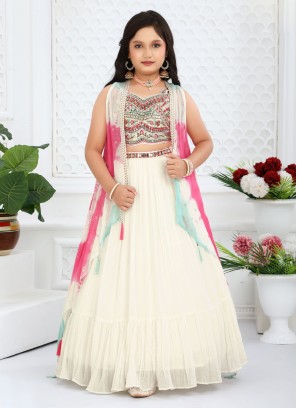 Contemporary Cream Chiffon Lehenga Choli