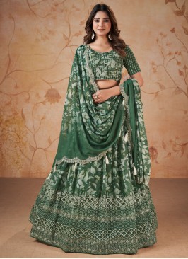 Contemporary Palace Green Lehenga Choli With Dupatta