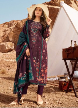 Cotton Lawn Digital Print Wine Dress Material