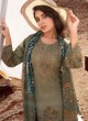 Olive Green Digital Printed Cotton Lawn Dress Material