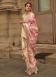 Designer Pink And Cream Woven Satin Silk Saree